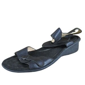 Umberto Raffini Yasmin Leather Sandals Comfort Adjustable‎ Straps Black Size 38